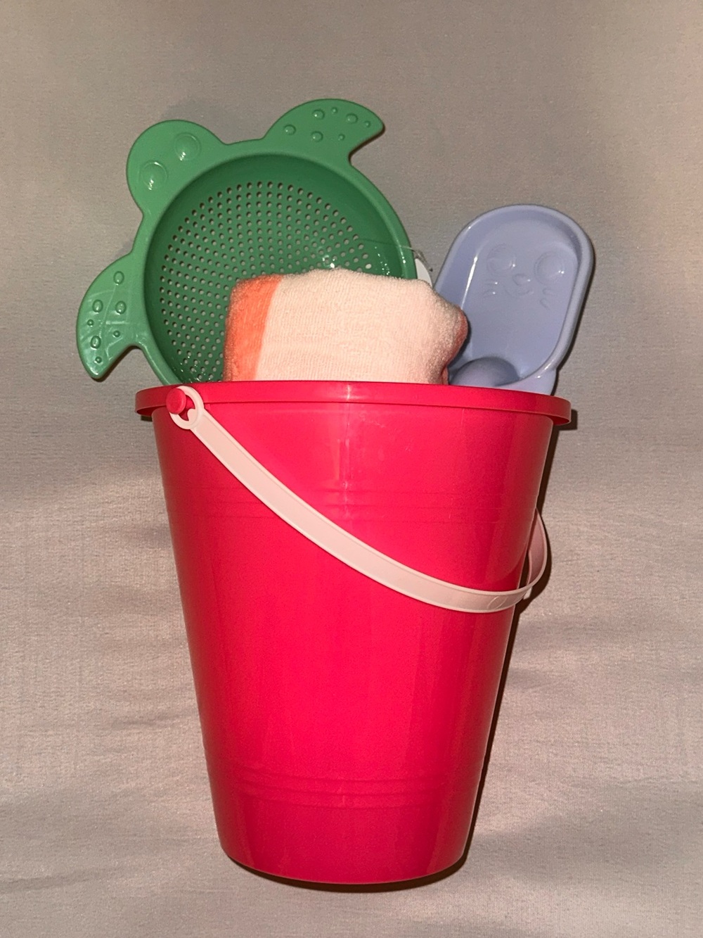 Pink Sand Bucket Set with Kid’s Beach Toys and Beach Towel